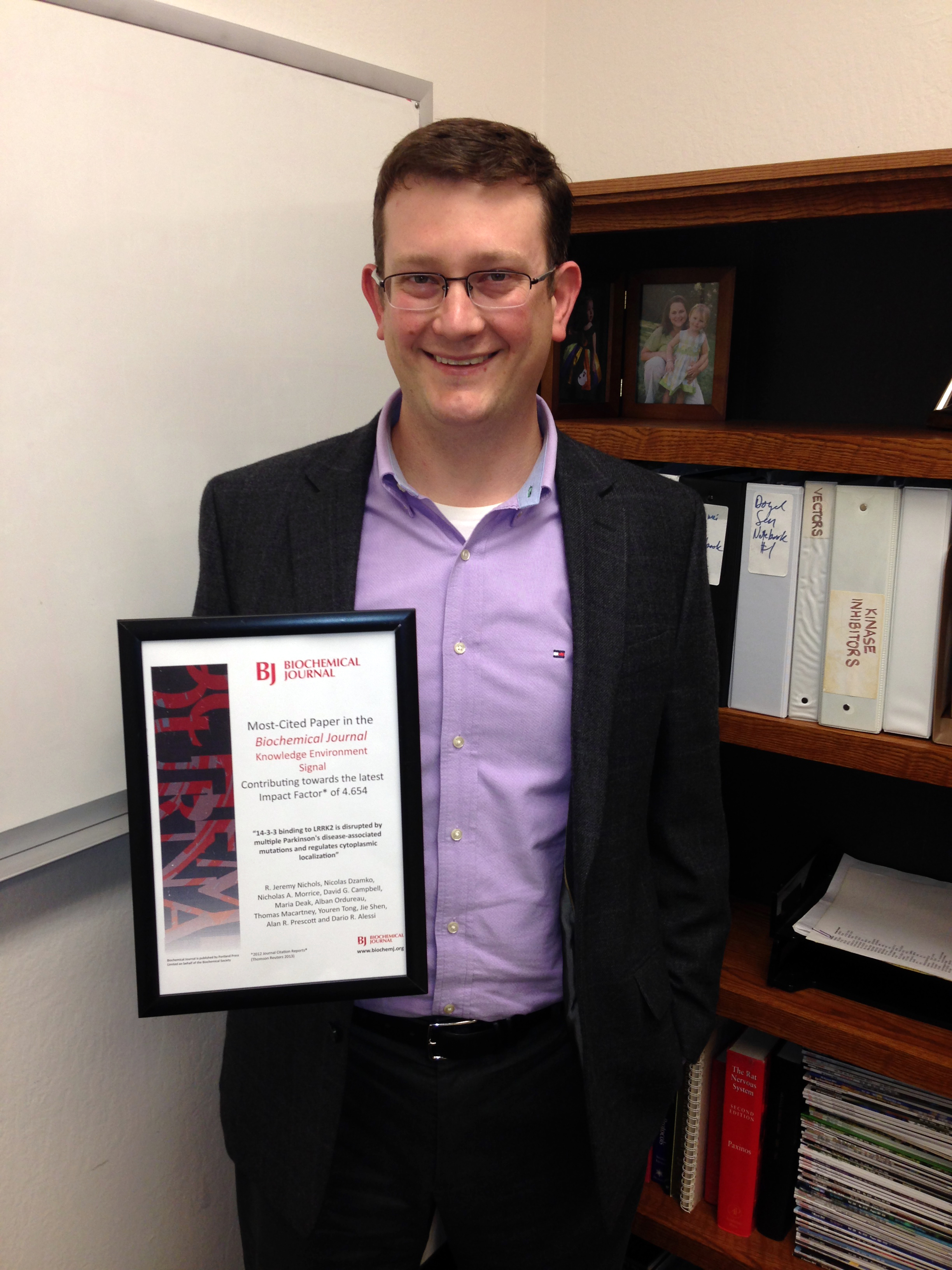 Jeremy Nichols Obtains Citation Award For Work He Did As An MRC-PPU Postdoctoral Researcher