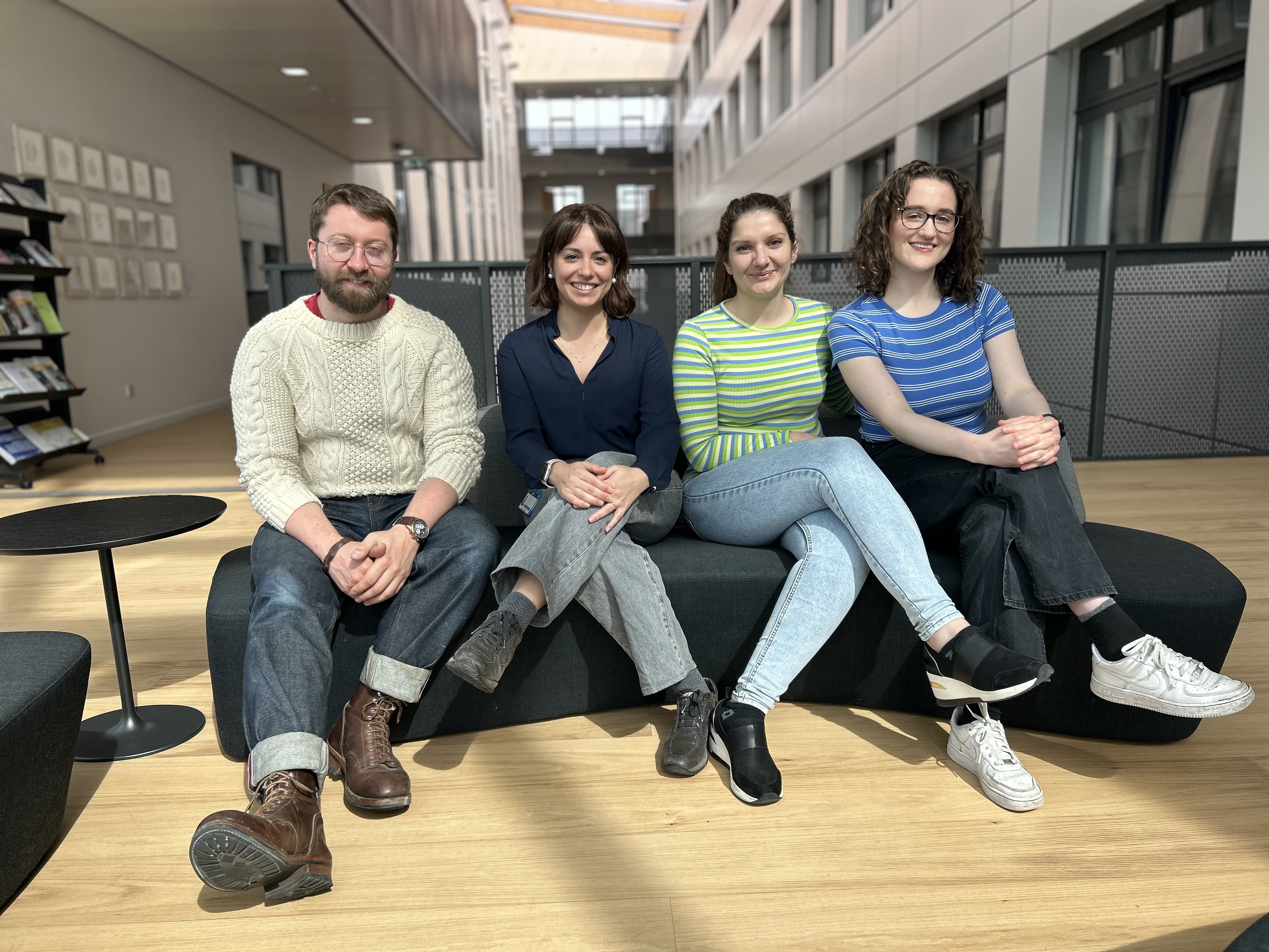 (L to R) Callum Stanton, Chiara Maniaci, Ralitsa Madsen and Alex Musk sitting together.