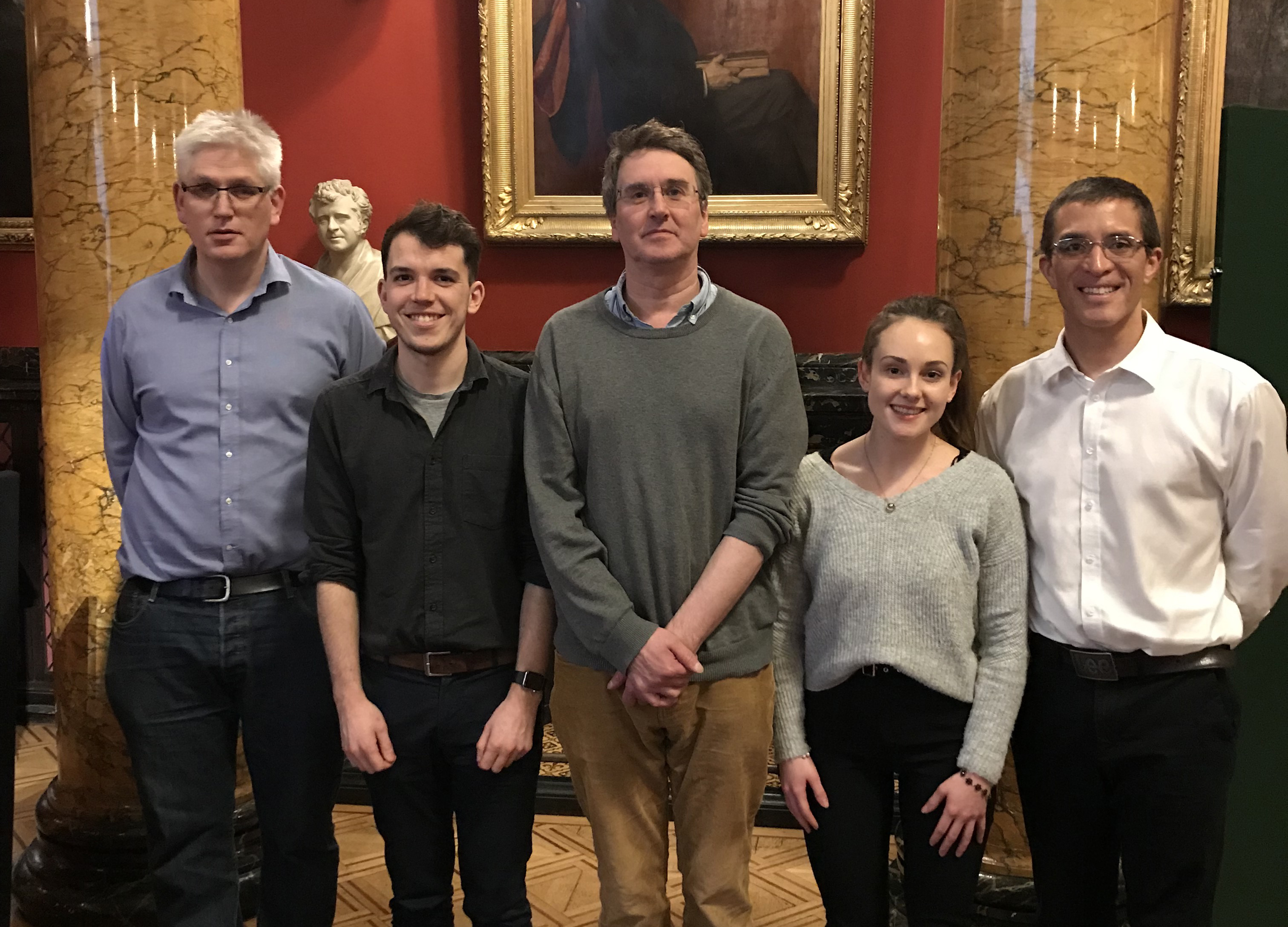 L-R: Professor Dario Alessi, Stephen West (best poster prize), Professor Alexander Zimprich, Kerryn Berndsen (best oral presentation) and Dr Tilo Kunath