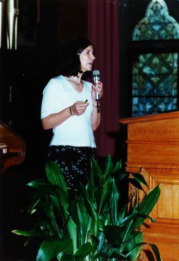 Tricia giving a lecture in Marburg, Germany at conference on phosphatases 2001