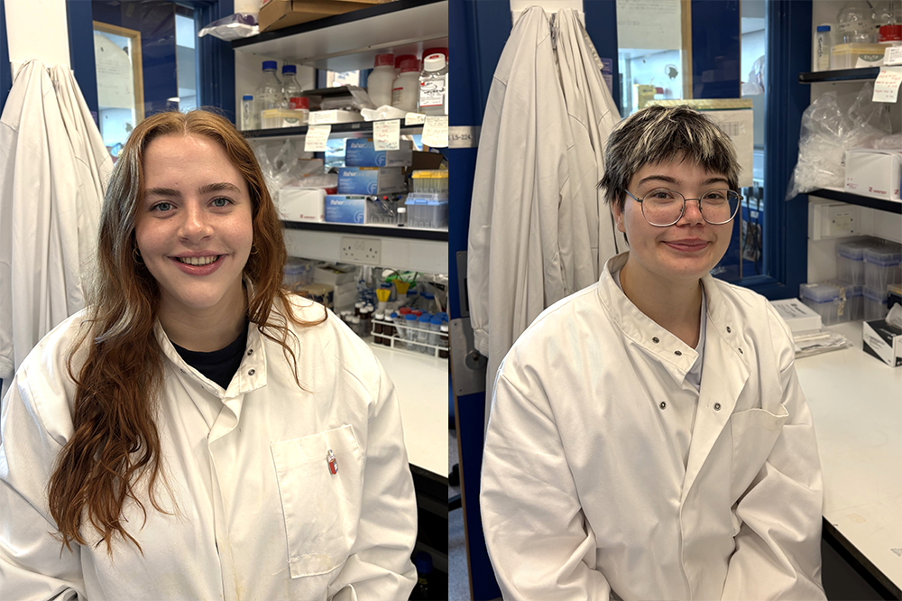 Chloe (left) and Rose (right) in the lab