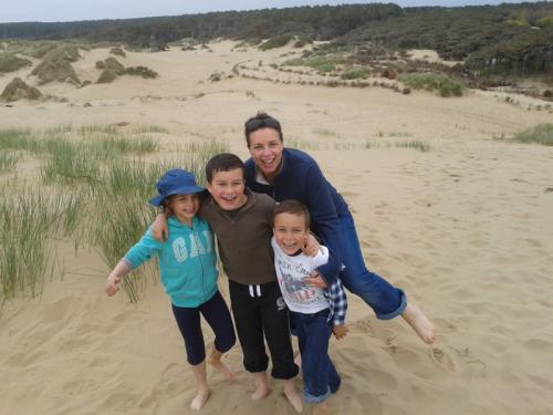 Professor Eyers with her children on the beach at Formby, near Liverpool Claire Eyers promoted to Professor.
