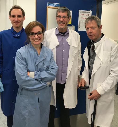 L-R: Researchers Pawel Lis and Francesca Tonelli, MRC PPU General Manager Paul Davies, and Marc van Grieken